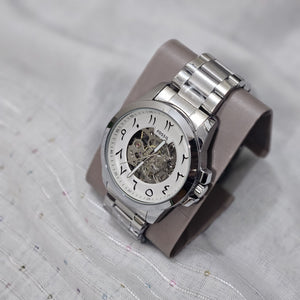 Fossil Automatic Skeleton Watch – Arabic Numerals Stainless Steel ME301 (Authentic)